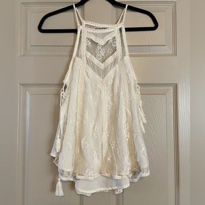 Off White Lace Flowy Tank